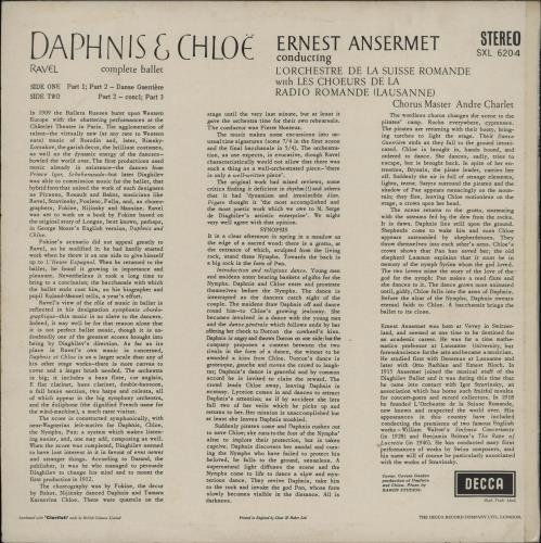 Maurice Ravel Daphnis & Chlo� Complete Ballet vinyl LP album (LP record) UK RVZLPDA750134