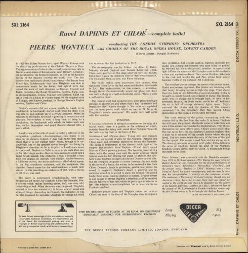 Maurice Ravel Daphnis Et Chlo� vinyl LP album (LP record) UK RVZLPDA869926