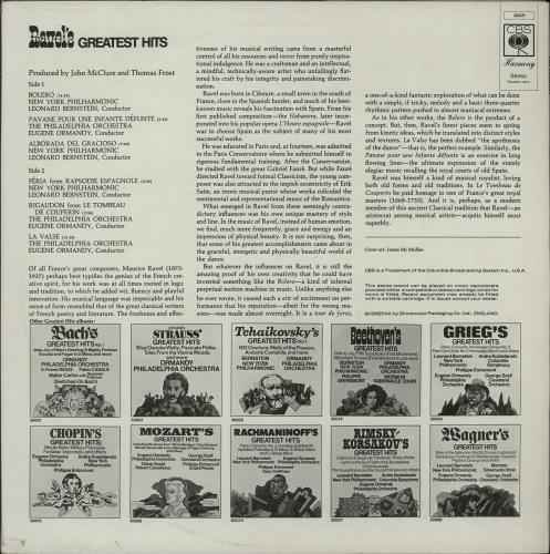 Maurice Ravel Ravel's Greatest Hits vinyl LP album (LP record) UK RVZLPRA644646