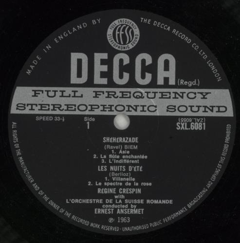 Maurice Ravel Sheherazade / Les Nuits D't vinyl LP album (LP record) UK RVZLPSH869428