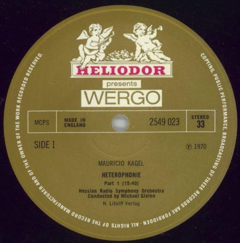 Mauricio Kagel Heterophonie (1959/61) vinyl LP album (LP record) UK 4A6LPHE867081