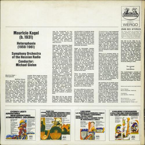 Mauricio Kagel Heterophonie (1959/61) vinyl LP album (LP record) UK 4A6LPHE867081