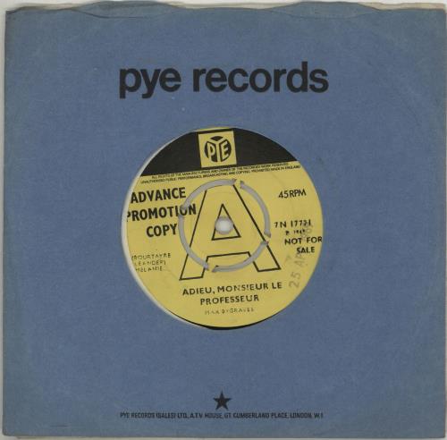 Max Bygraves Adieu, Monsieur Le Professeur - A Label 7" vinyl single (7 inch record / 45) UK MXG07AD676406