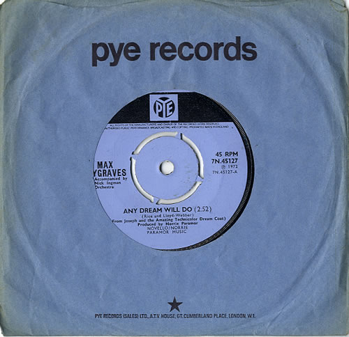 Max Bygraves Any Dream Will Do 7" vinyl single (7 inch record / 45) UK MXG07AN611356