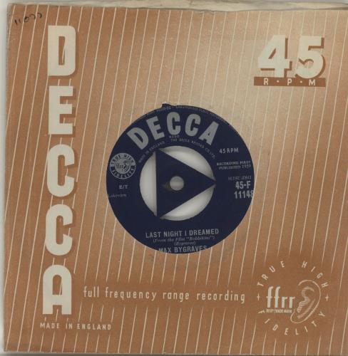 Max Bygraves Last Night I Dreamed 7" vinyl single (7 inch record / 45) UK MXG07LA686374