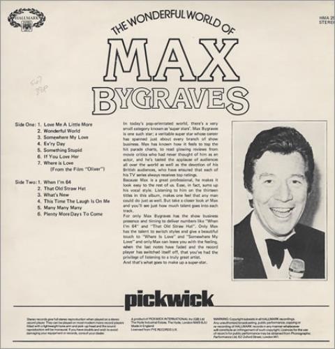 Max Bygraves The Wonderful World Of Max Bygraves vinyl LP album (LP record) UK MXGLPTH240740
