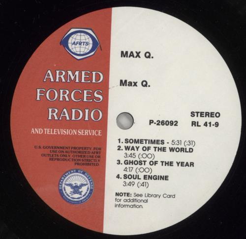 Max Q Max Q - American Forces Radio & Television Service vinyl LP album (LP record) US MAXLPMA507946