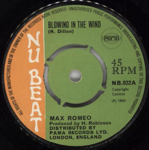 Max Romeo Blowing In The Wind / Money Girl 7" vinyl single (7 inch record / 45) UK MXO07BL797795