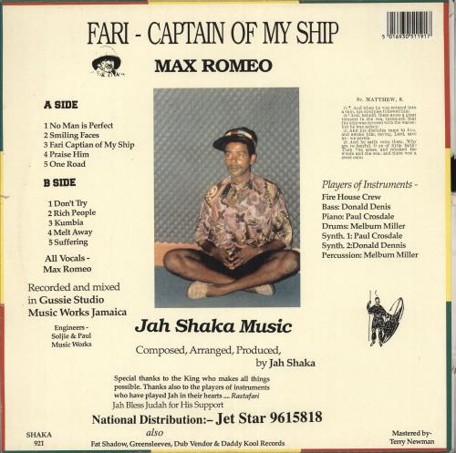 Max Romeo Fari - Captain Of My Ship vinyl LP album (LP record) UK MXOLPFA711973