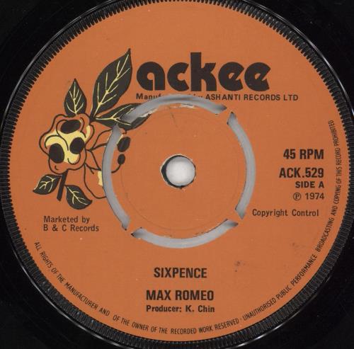 Max Romeo Sixpence 7" vinyl single (7 inch record / 45) UK MXO07SI720634