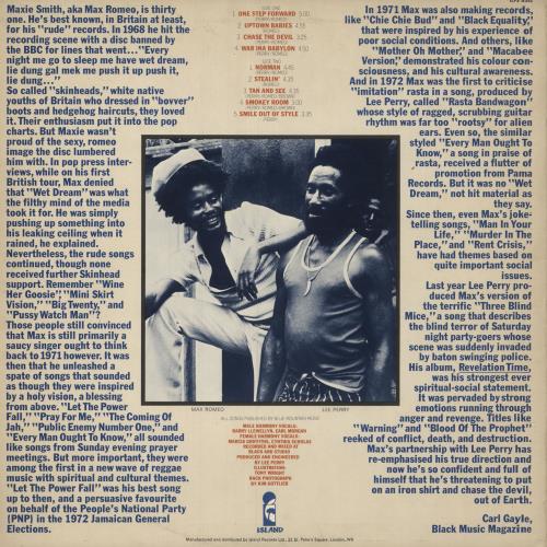 Max Romeo War Ina Babylon - EX vinyl LP album (LP record) UK MXOLPWA746414