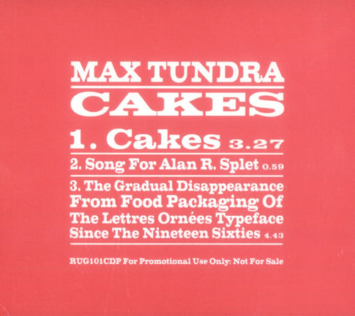 Max Tundra Cakes CD single (CD5 / 5") UK M6-C5CA517062