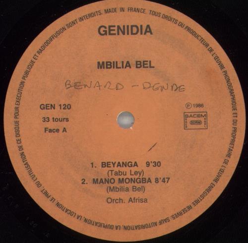 Mbilia Bel Beyanga vinyl LP album (LP record) French 9DQLPBE881985
