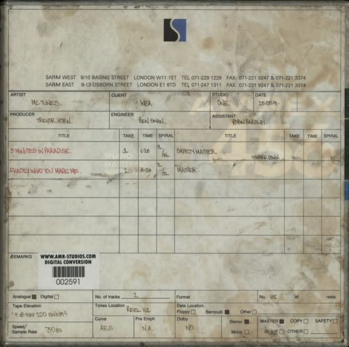 MC Tunes 5 Minutes In Paradise / Exactly What You Made Me Reel to Reel UK MCTRRMI640592