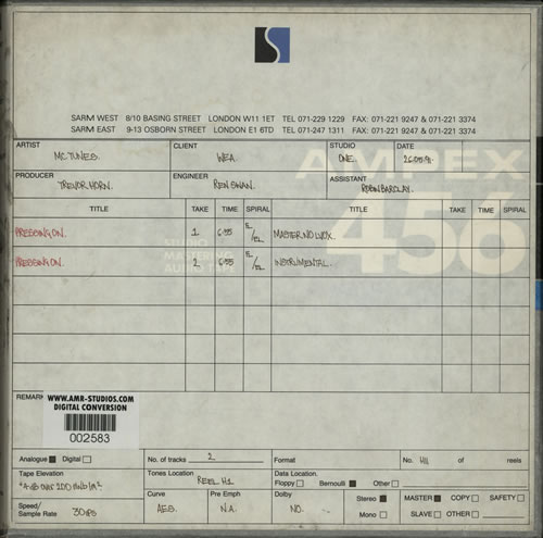 MC Tunes Pressing On Reel to Reel UK MCTRRPR640595
