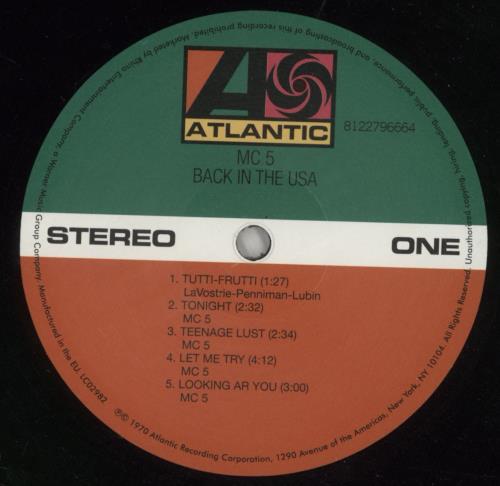 MC5 Back In The USA vinyl LP album (LP record) UK MC5LPBA867391