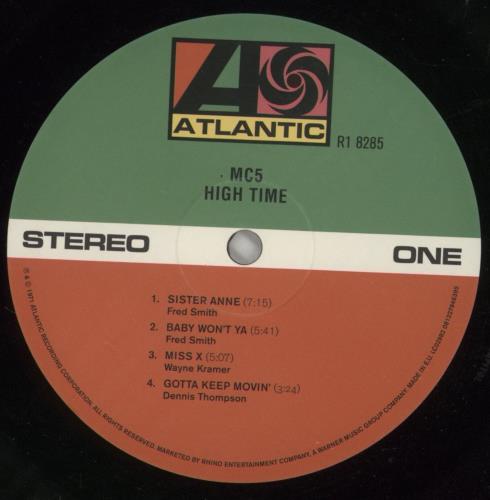 MC5 High Time vinyl LP album (LP record) US MC5LPHI867389