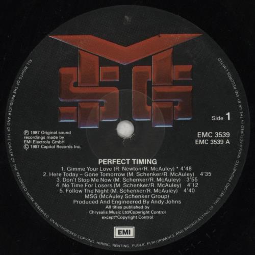 McAuley Schenker Group Perfect Timing - EX vinyl LP album (LP record) UK MCALPPE288748