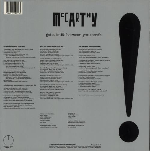 McCarthy Get A Knife Between Your Teeth 12" vinyl single (12 inch record / Maxi-single) UK MHY12GE119812