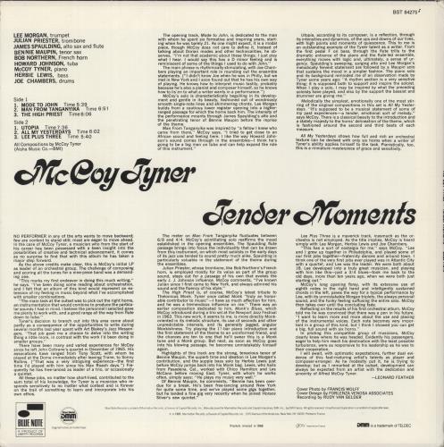 McCoy Tyner Tender Moments vinyl LP album (LP record) French MQTLPTE888181