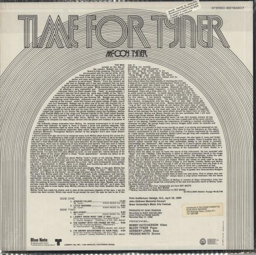 McCoy Tyner Time For Tyner - 1st - shrink vinyl LP album (LP record) US MQTLPTI728698