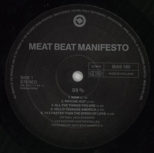 Meat Beat Manifesto 99% vinyl LP album (LP record) Dutch MBMLP174445
