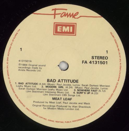 Meat Loaf Bad Attitude vinyl LP album (LP record) UK MEALPBA530749