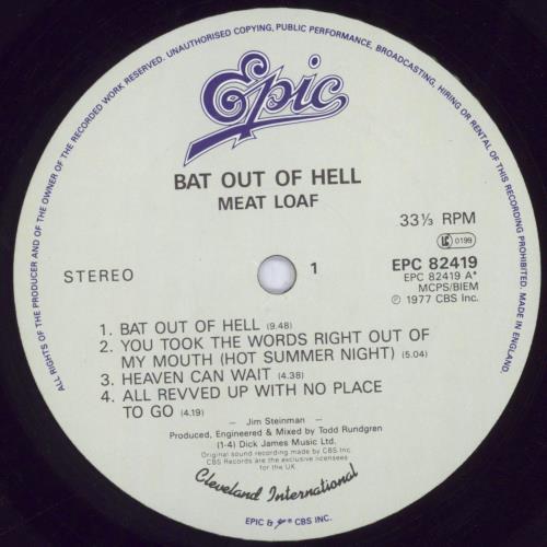 Meat Loaf Bat Out Of Hell - Barcoded Sleeve vinyl LP album (LP record) UK MEALPBA829350
