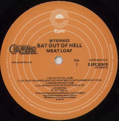Meat Loaf Bat Out Of Hell - EX vinyl LP album (LP record) UK MEALPBA230156