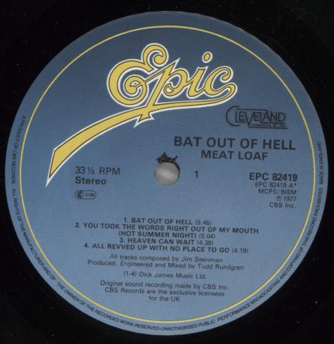 Meat Loaf Bat Out Of Hell - EX vinyl LP album (LP record) UK MEALPBA884288