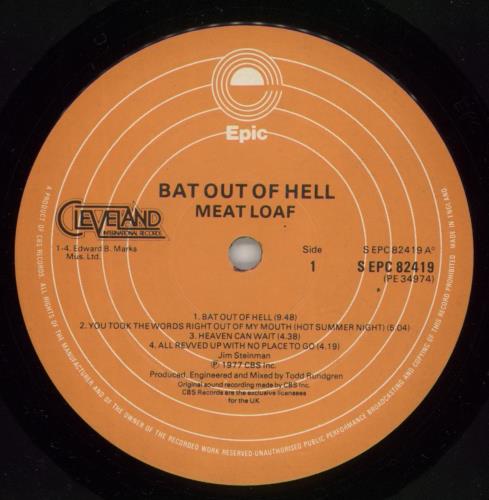 Meat Loaf Bat Out Of Hell - One Song Hype Sticker vinyl LP album (LP record) UK MEALPBA683322