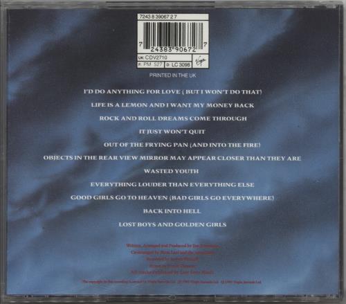 Meat Loaf Bat Out Of Hell II CD album (CDLP) UK MEACDBA50358