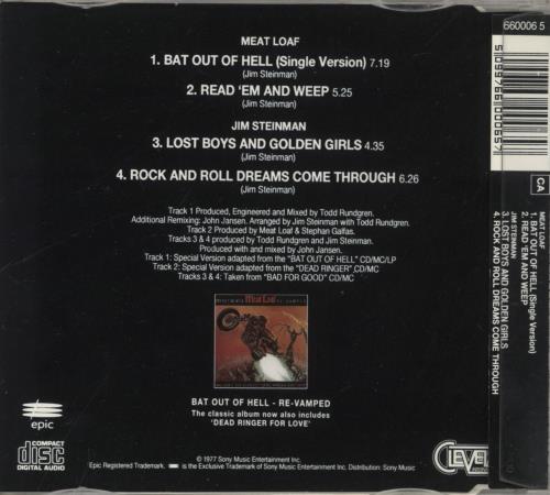 Meat Loaf Bat Out Of Hell CD single (CD5 / 5") Austrian MEAC5BA25103
