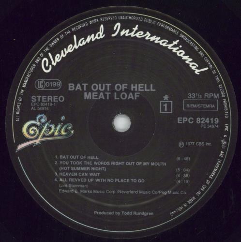 Meat Loaf Bat Out Of Hell vinyl LP album (LP record) Dutch MEALPBA554058