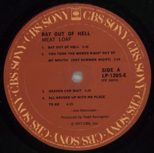 Meat Loaf Bat Out Of Hell vinyl LP album (LP record) Philippino MEALPBA739150