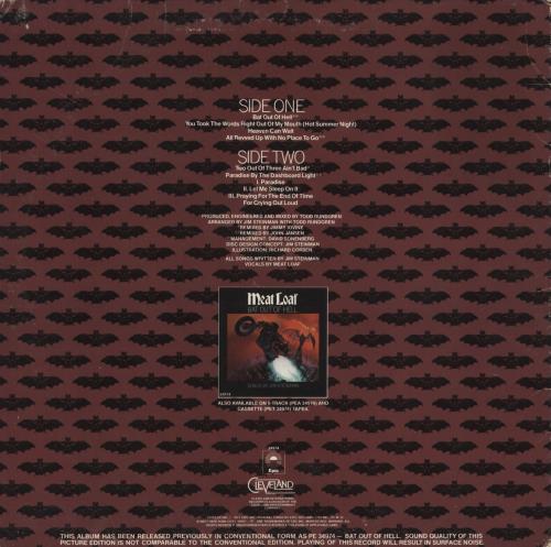 Meat Loaf Bat Out Of Hell picture disc LP (vinyl picture disc album) US MEAPDBA858657