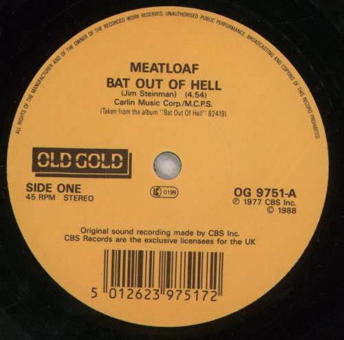 Meat Loaf Bat Out Of Hell 7" vinyl single (7 inch record / 45) UK MEA07BA879565