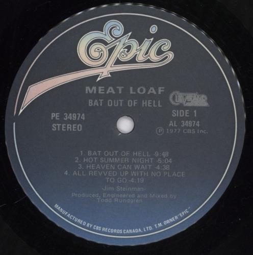 Meat Loaf Bat Out Of Hell vinyl LP album (LP record) Canadian MEALPBA892082