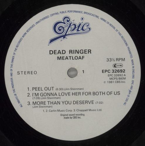 Meat Loaf Dead Ringer vinyl LP album (LP record) UK MEALPDE245018