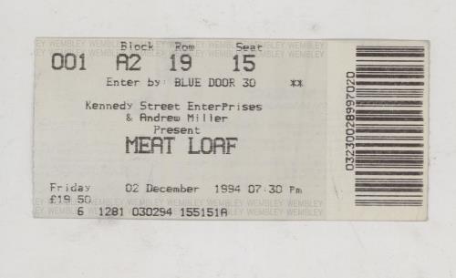Meat Loaf Everything Louder Tour + ticket stub tour programme UK MEATREV679520