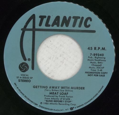 Meat Loaf Getting Away With Murder - Blue Label/ps 7" vinyl single (7 inch record / 45) US MEA07GE50251