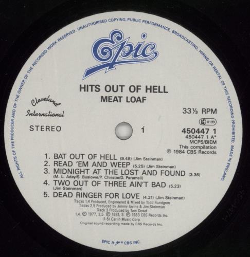 Meat Loaf Hits Out Of Hell - Stickered Sleeve vinyl LP album (LP record) UK MEALPHI868075