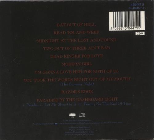 Meat Loaf Hits Out Of Hell CD album (CDLP) UK MEACDHI313836