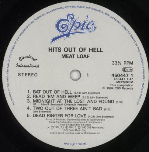 Meat Loaf Hits Out Of Hell vinyl LP album (LP record) UK MEALPHI575326