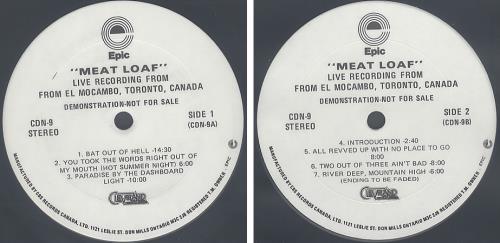 Meat Loaf Live From The El Mocambo vinyl LP album (LP record) US MEALPLI97740