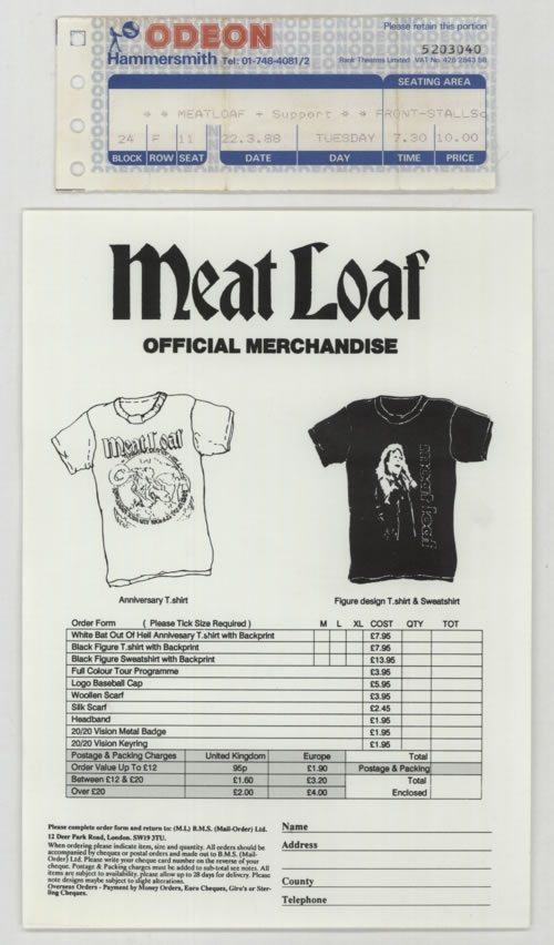 Meat Loaf Lost Boys & Golden Girls + Ticket Stub tour programme UK MEATRLO596770