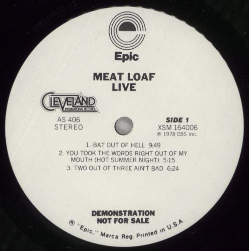 Meat Loaf Meat Loaf Live vinyl LP album (LP record) US MEALPME56174