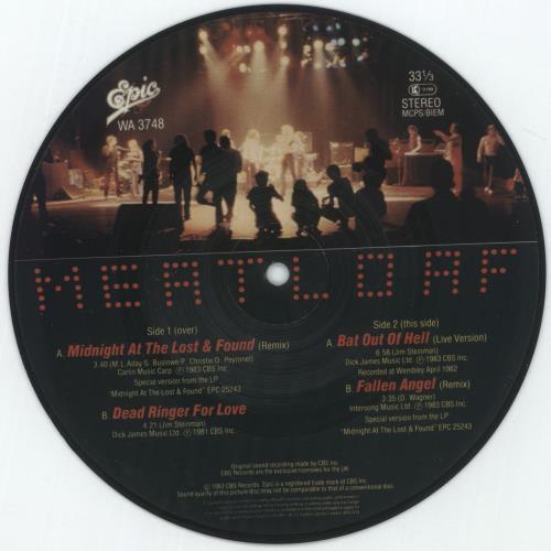 Meat Loaf Midnight At The Lost & Found 7" vinyl picture disc (7 inch picture disc single) UK MEA7PMI43375