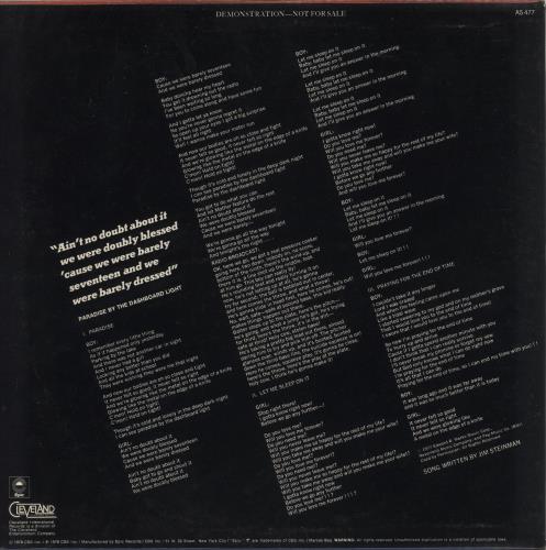 Meat Loaf Paradise By The Dashboard Light + Picure Sleeve 12" vinyl single (12 inch record / Maxi-single) US MEA12PA31978