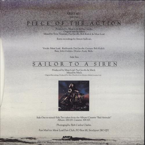 Meat Loaf Piece Of The Action 7" vinyl single (7 inch record / 45) UK MEA07PI207185